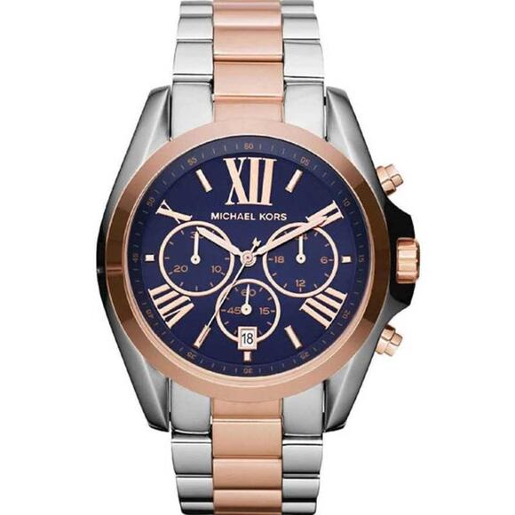 Michael Kors Bradshaw Chronograph Two-Tone MK5606 Women's Navy Face Watch $375 - Picture 10 of 16
